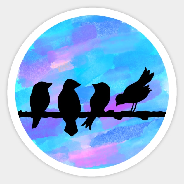 Birds on a Branch Sticker by JessCarrsArt